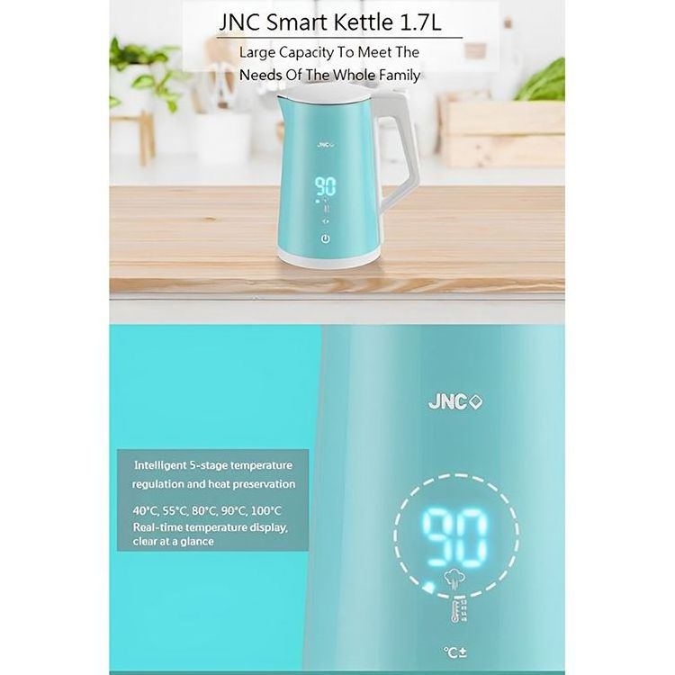 JNC Electric Smart Kettle 1.7L Water Boiler Fast Heating Teapot Constant Temperature Control Anti-dry Burni