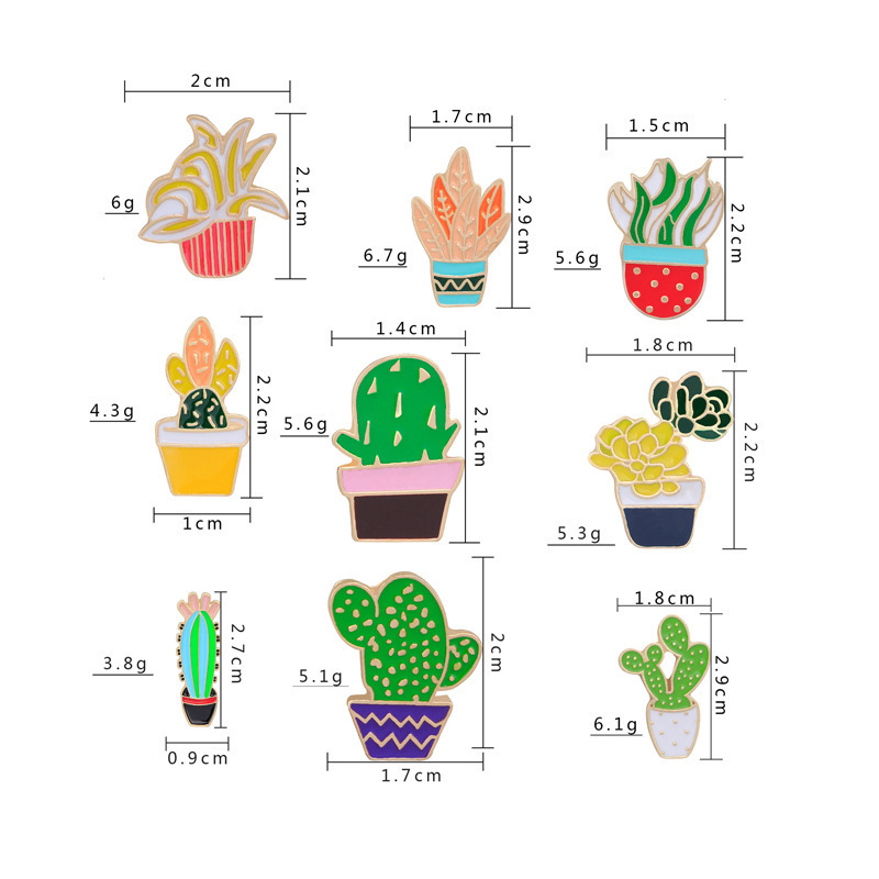 Fashion Cartoon Plant Cactus Brooches Cute Mini Plant Pot Enamel for Women Denim Jackets Lapel Pins Hat Badges