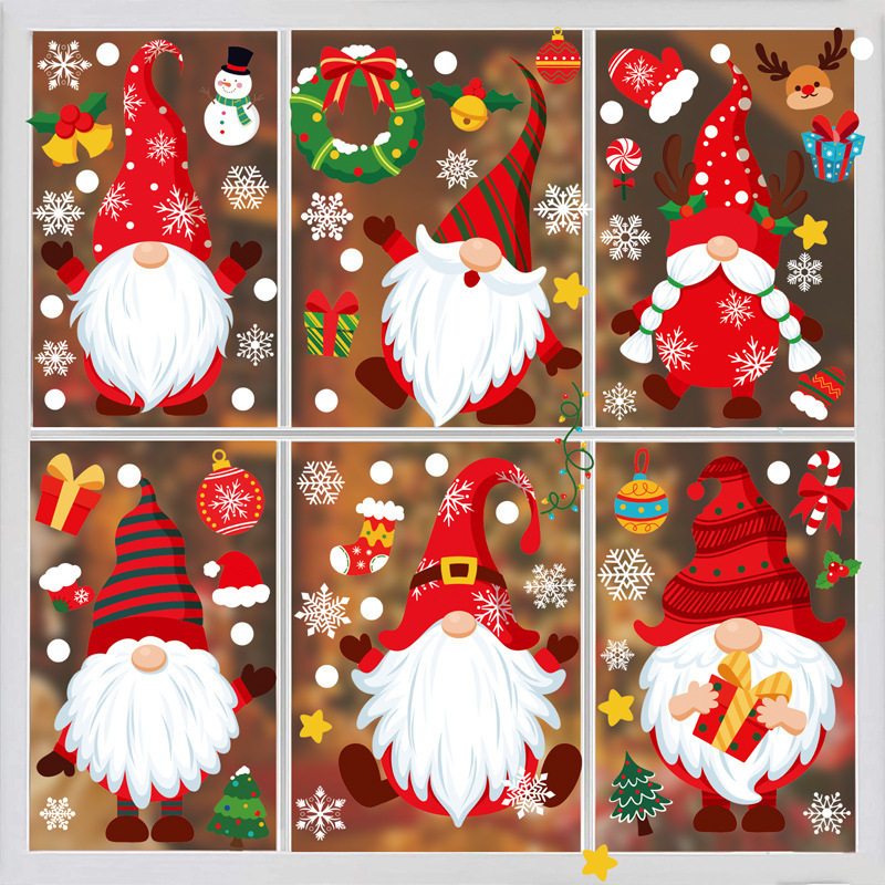 Christmas Clings Windows Static Stickers Wreath Snowflakes Santa Claus Xmas Tree Wall Decals for Party Mirror