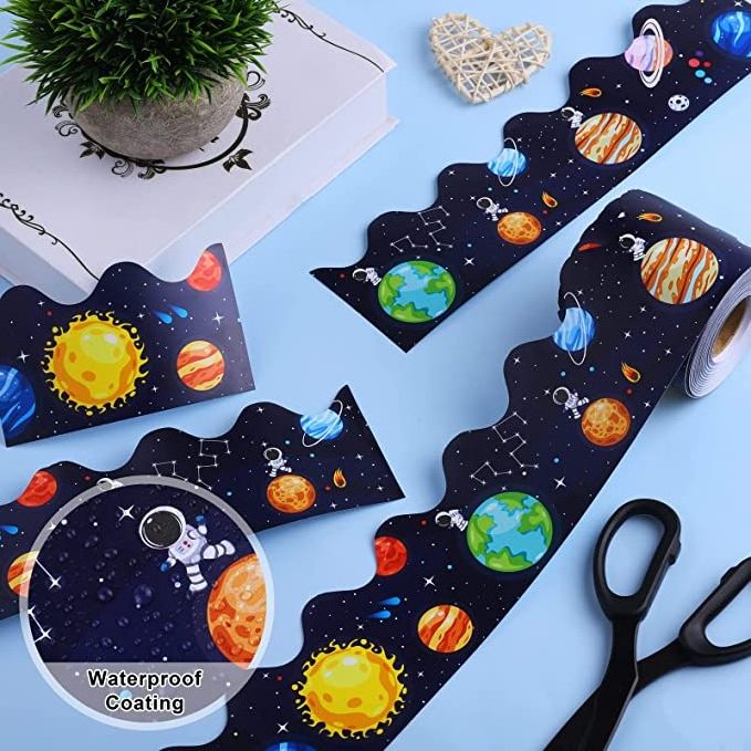 Amazon Hot Galaxy Bulletin Board Border 20M Scalloped Border Trim Outer Space Back to School Decorations