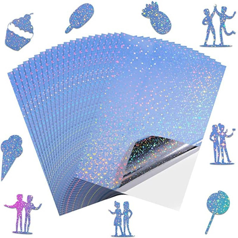 A4 Blank HOLOGRAM SILVER Sticker Label Paper For LASER Printer High Quality Professional Special Layer Gift Wrap