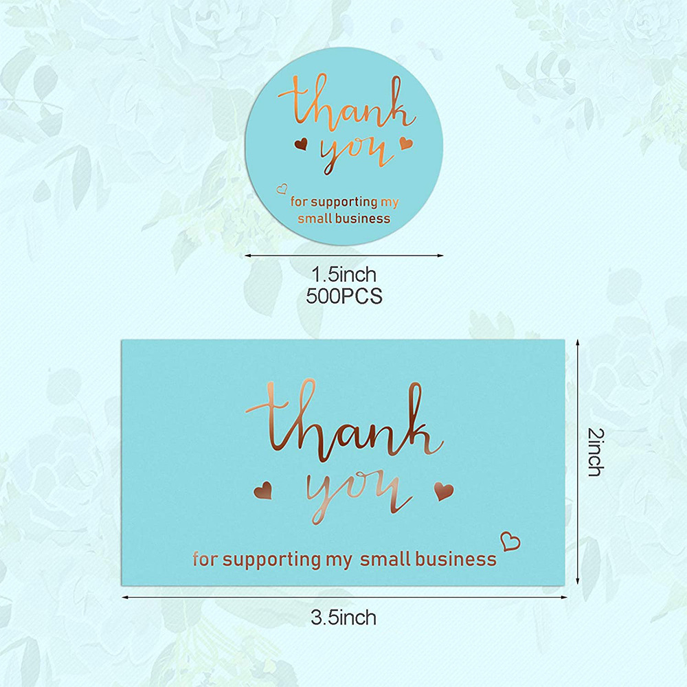 Gold Foil Thank You for Supporting My Small Business Stickers Greeting Card Appreciation Cardstock for Sellers Gift