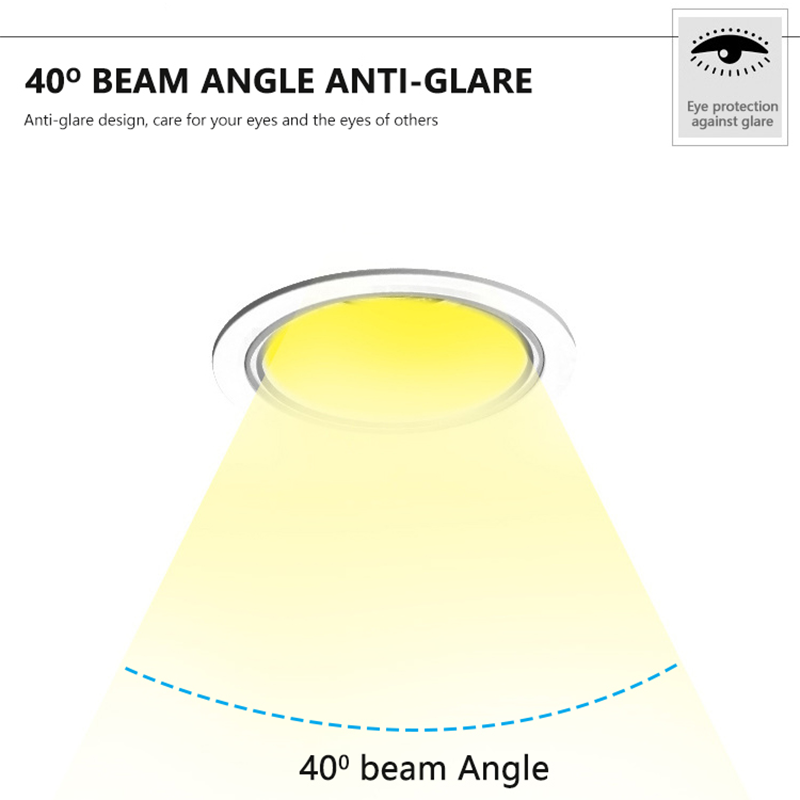 Anti-Glare Lighting Round Die Cast Aluminum 7w 12w 18w 25w 36w Embedded LED Down Light