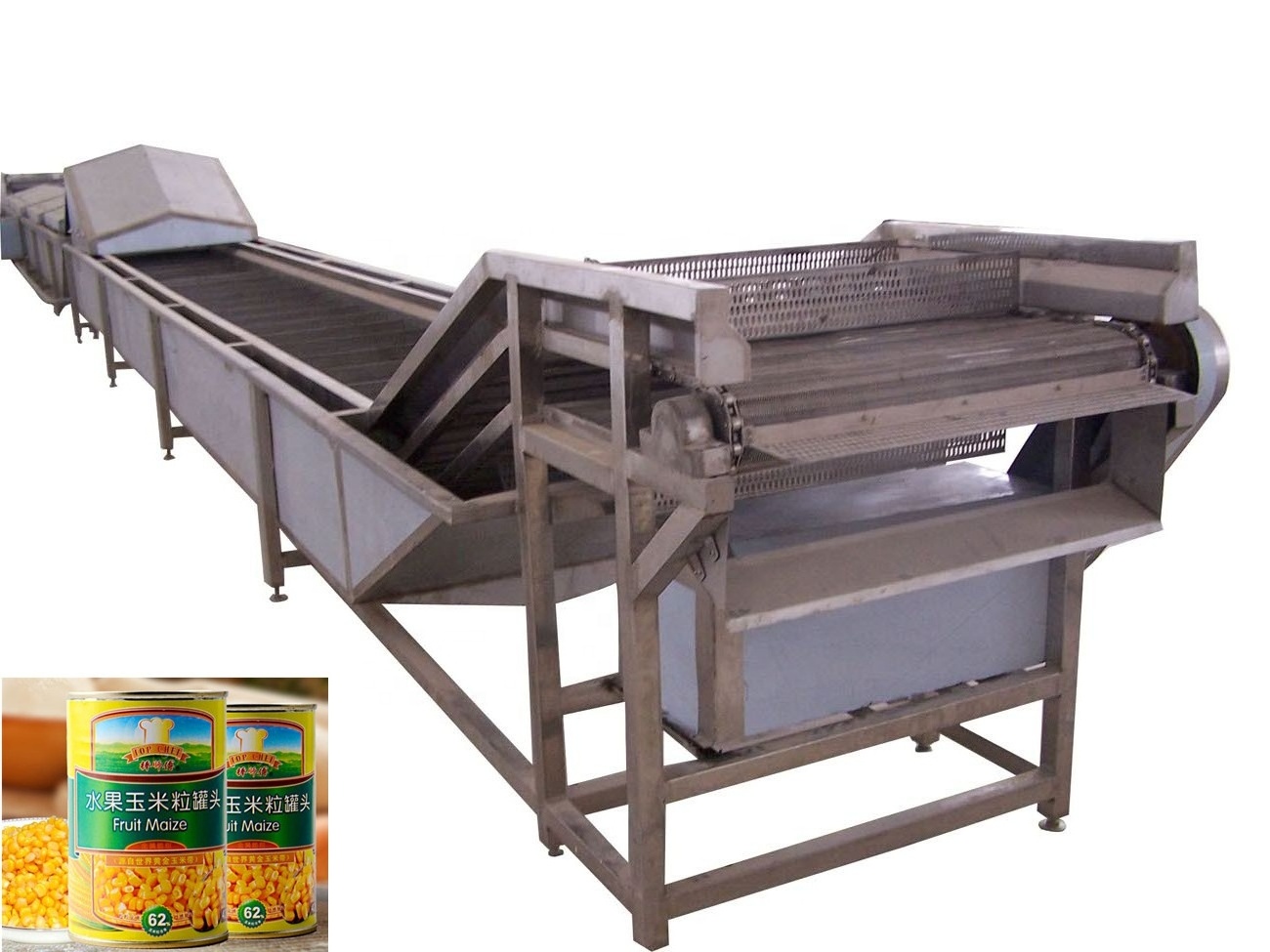 Industrial Sweet Corn Processing Line include Threshing Blanching Washing Dewatering Air Drying Machine