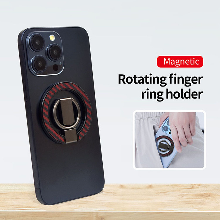 Carbon Magnetic Phone Grip Zinc Alloy Phone Ring Holder Adjustable Kickstand Phone Holder Ring for iphone 15 14 13 max plus