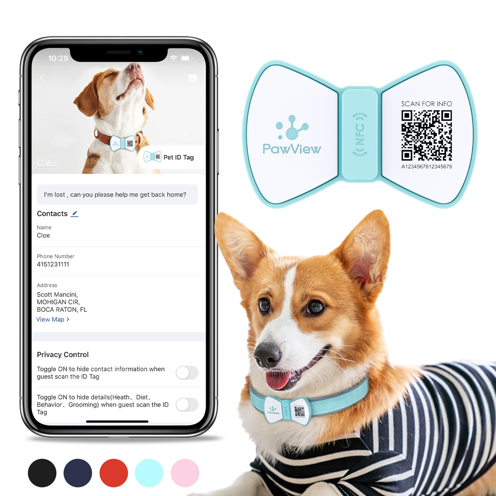 Pawview QR Code Silicone Pet Dog ID Tag Personalized  free APP