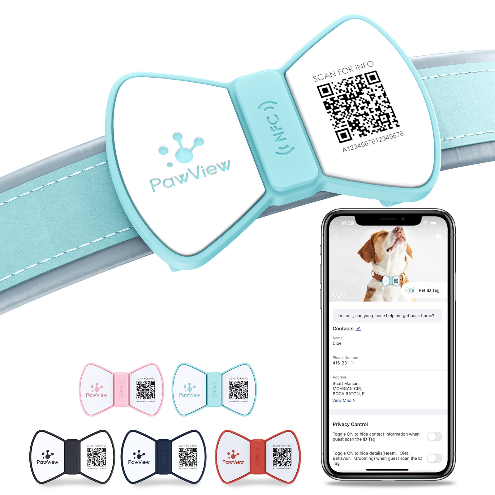 Pawview QR Code Silicone Pet Dog ID Tag Personalized  free APP