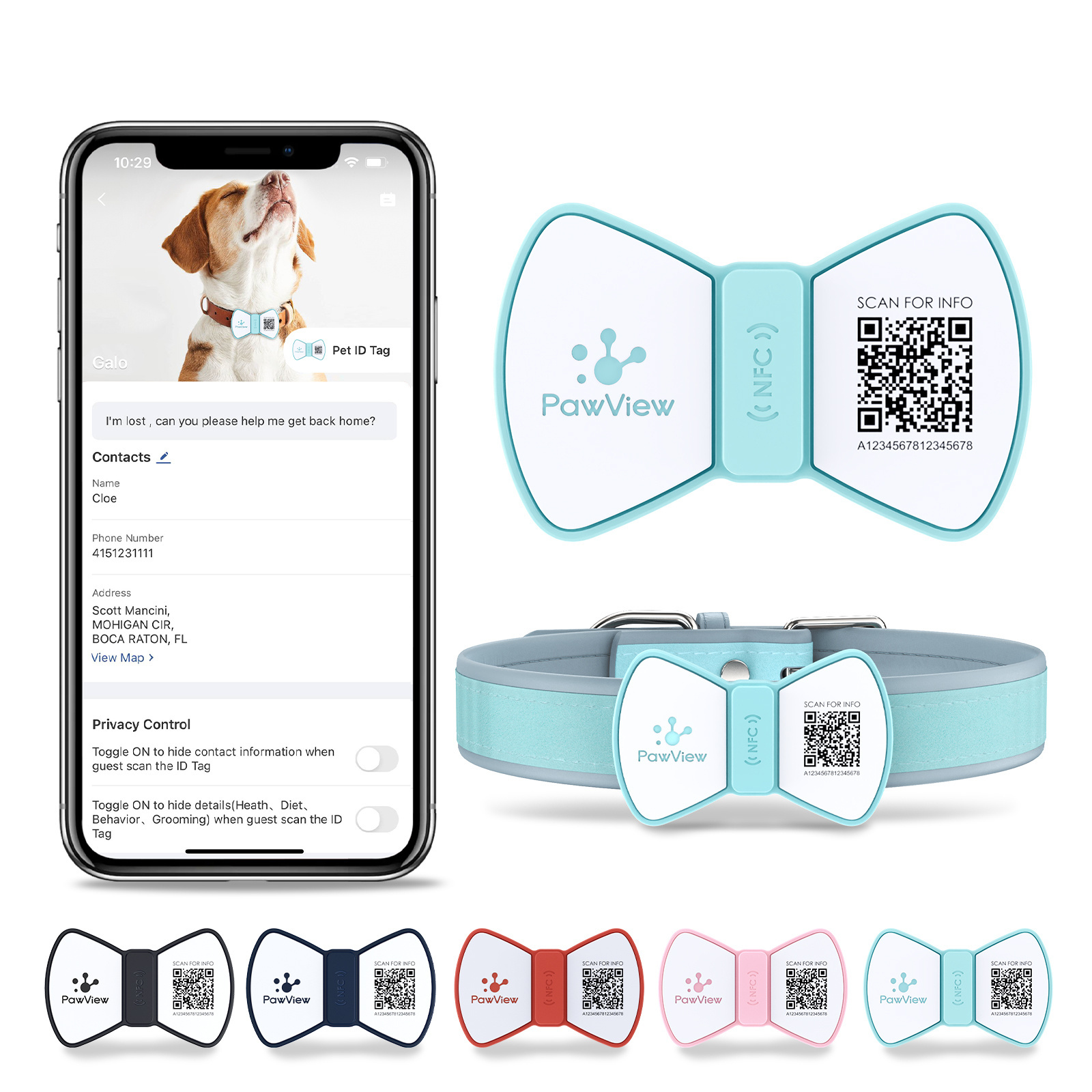 Pawview QR Code Silicone Pet Dog ID Tag Personalized  free APP