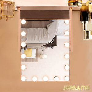 Hollywood Style 15 Light Bulbs Led Lighted Mirror Desktop Vanity Cosmetic Makeup Mirror For Girl