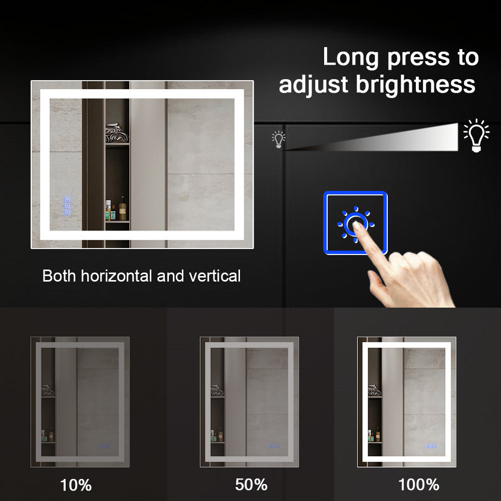 2022 Bathroom Led Mirror Wall Mounted Mirror Touch Sensor Switch And Dimming Makeup Mirror