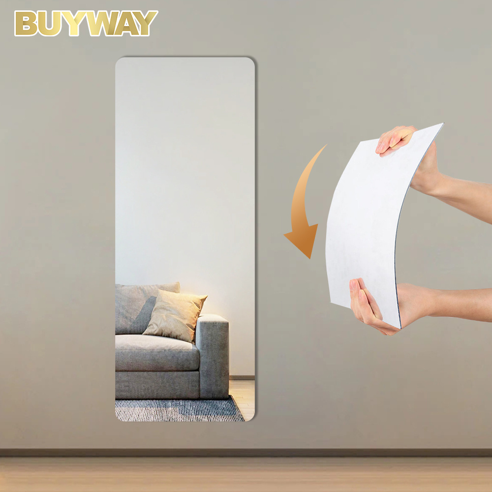 Full Body Self Adhesive Modern Frameless Square Small Sticky Wall Full Length Wall Acrylic Mirror Decor Mirrors For Living Room