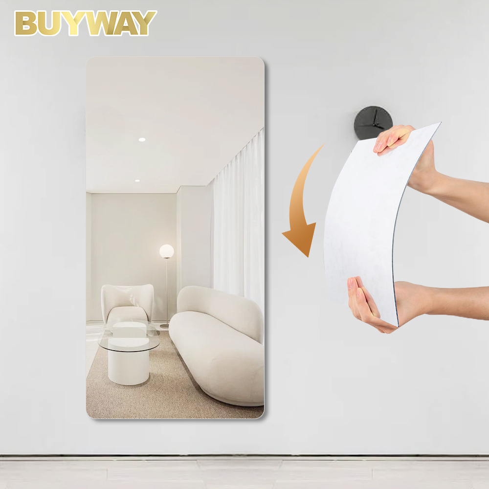 Full Body Self Adhesive Modern Frameless Square Small Sticky Wall Full Length Wall Acrylic Mirror Decor Mirrors For Living Room