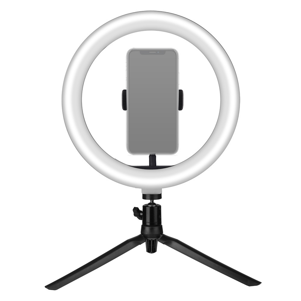 10 inch Desktop LED Live Ring Light Fill Light Mini Tripod Stand USB Power Phone Holder for Youtube Tiktok Makeup Live Streaming