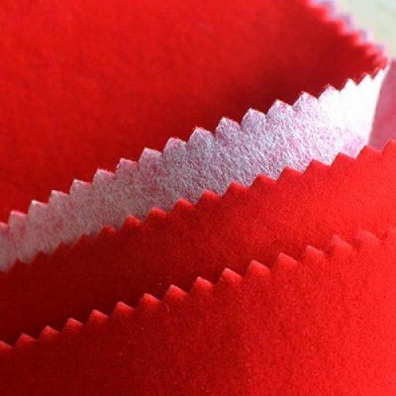 100% polyester nonwoven flocking velvet one side with glue fabric rolls for decorative pouch stickers book cover