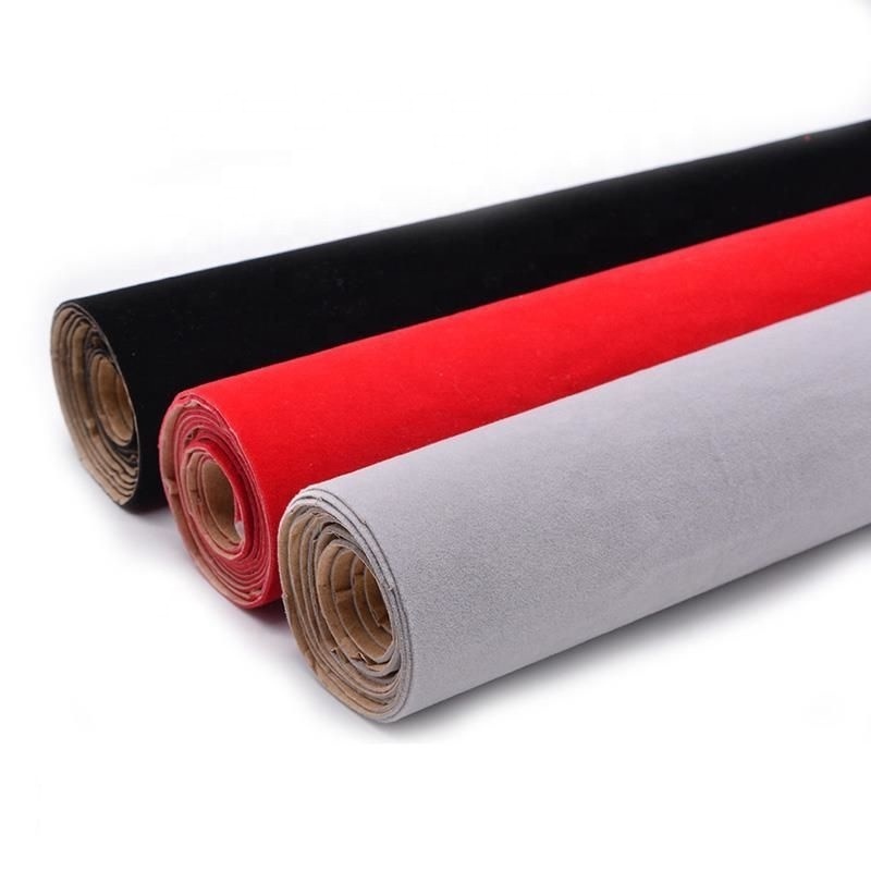 100% polyester nonwoven flocking velvet one side with glue fabric rolls for decorative pouch stickers book cover