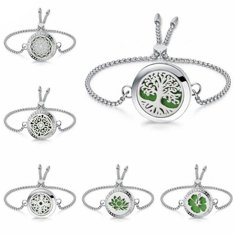 Stainless Steel Adjustable Aromatherapy Diamond Bracelet Locket