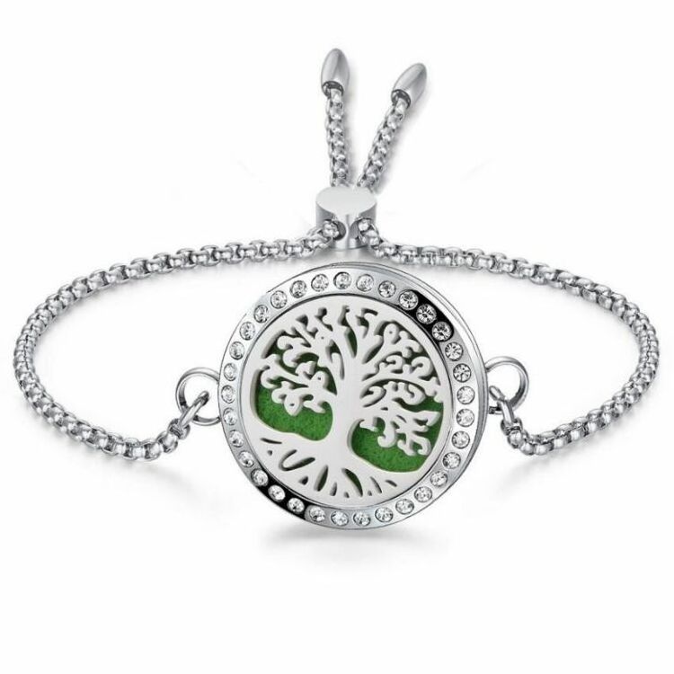 Stainless Steel Adjustable Aromatherapy Diamond Bracelet Locket