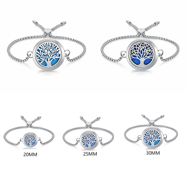 Stainless Steel Adjustable Aromatherapy Diamond Bracelet Locket