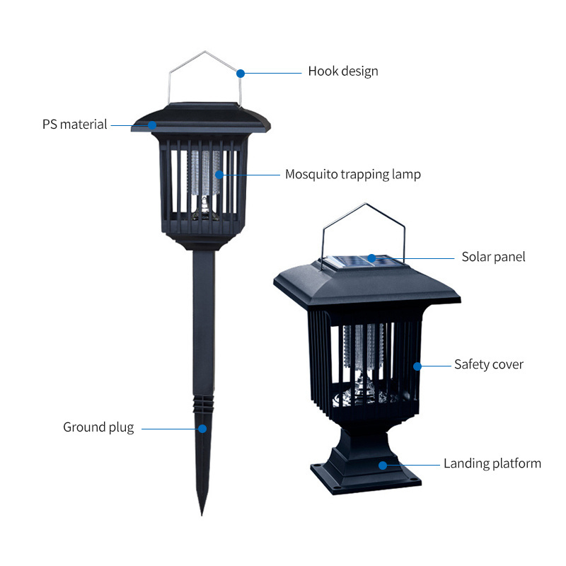 Hangable Bug Zapper For Garden Solar Energy Waterproof Mosquito Killer Lamp