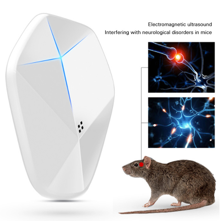 Pest Repeller Indoor Pest Control Insect Rat Repellent Ultrasonic Plug in Mouse Repeller White ABS Rechargeable Sustainable