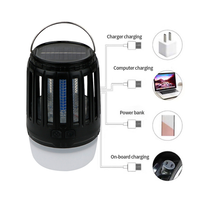 Night Lighting USB Powered Solar UV LED Bug Mosquito Fly Killer Traps Lamp Outdoor Garden Camping Lamp Mosquito Zapper