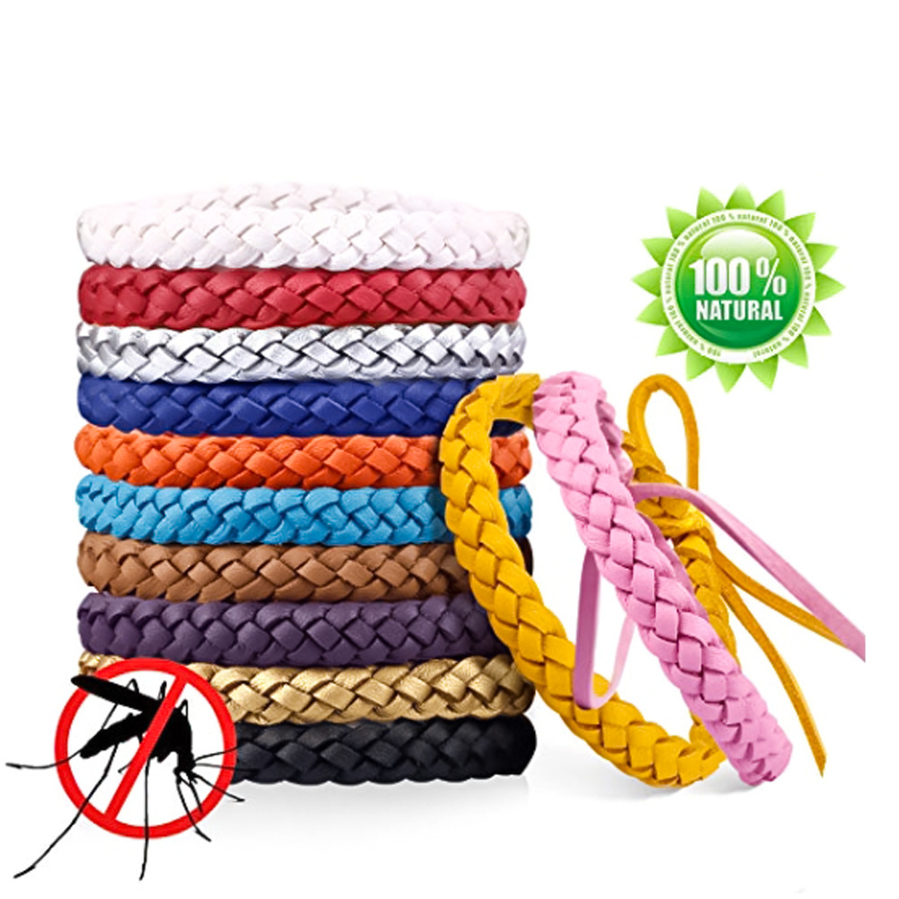 Kids & Adults PU Leather Insect & Bug Repellent Wristbands Outdoor Camping Mosquito Repellent Bracelets