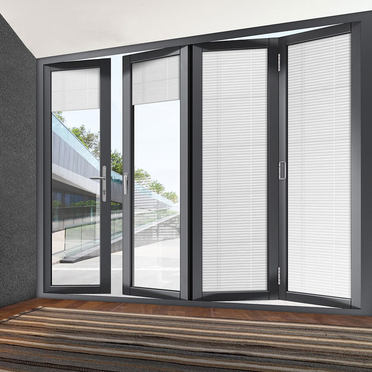 Customized balcony bathroom aluminum alloy folding sliding glass door invisible door