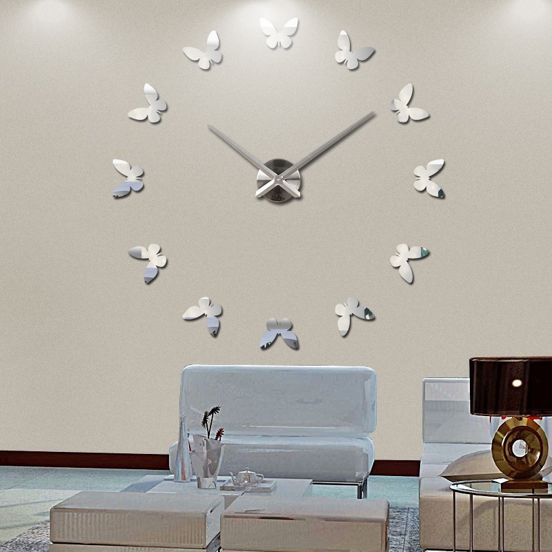 Wholesale Circle Nordic Beautiful Machine Quartz Butterfly Printable 3D Wall Clocks on Wall for Home