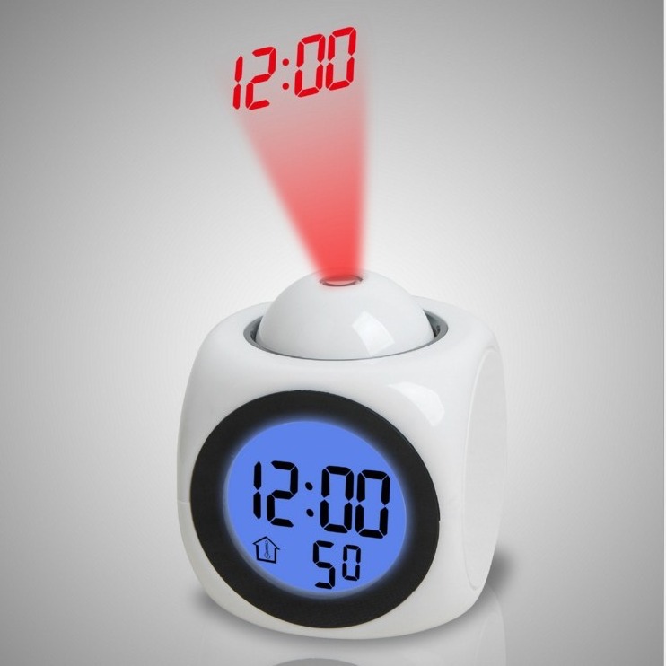 Multifunction Digital Alarm Clock With Voice Talking Led Projection Temperature Night Light Projector