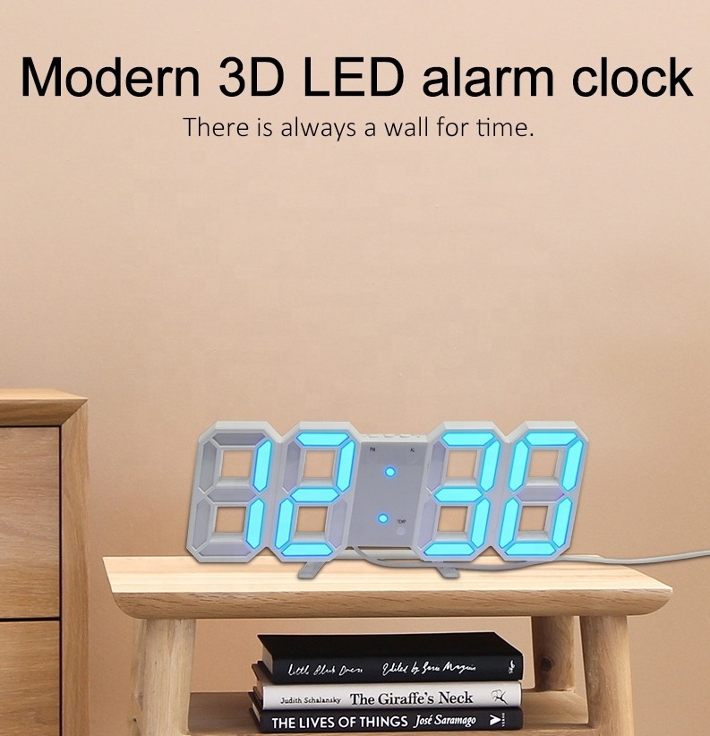 2021 Vintage Digital Nightlight Watch Wall blue Clock Smart Remote Control Timer Alarm Table Desk 3D Led Clock