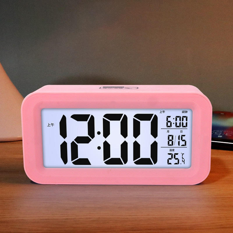 Factory Sales Luminous Mute Alarm Clock Photo Sensitive Large Screen Electronic Clock Lazy Sleepy Student Smart Clock