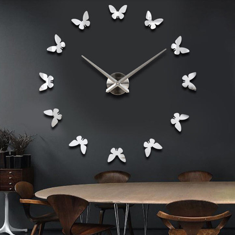 Wholesale Circle Nordic Beautiful Machine Quartz Butterfly Printable 3D Wall Clocks on Wall for Home