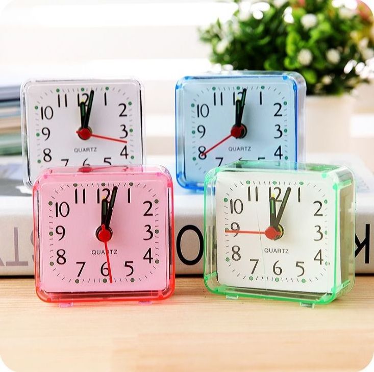 Square Small Bed Alarm Clock Transparent Case Compact Digital Alarm Clock Mini Children Student Desk Table Clock