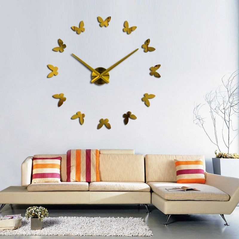 Wholesale Circle Nordic Beautiful Machine Quartz Butterfly Printable 3D Wall Clocks on Wall for Home