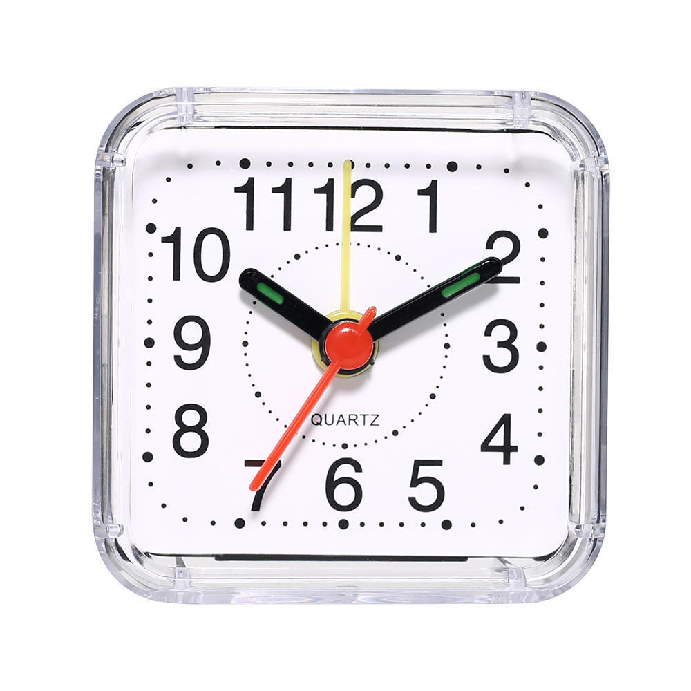 Square Small Bed Alarm Clock Transparent Case Compact Digital Alarm Clock Mini Children Student Desk Table Clock