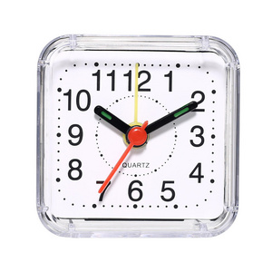 Square Small Bed Alarm Clock Transparent Case Compact Digital Alarm Clock Mini Children Student Desk Table Clock