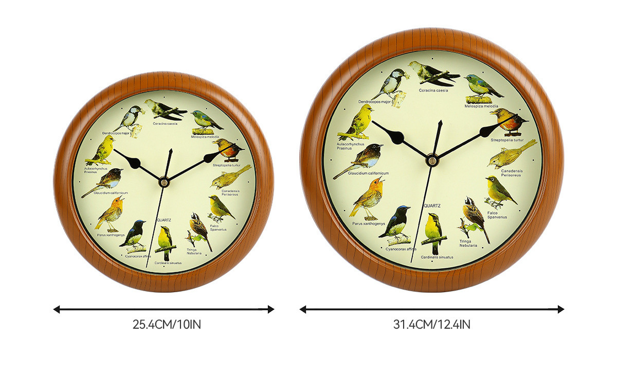 Cuckoo round wall clock punctual bird sound clock with music box wall clock