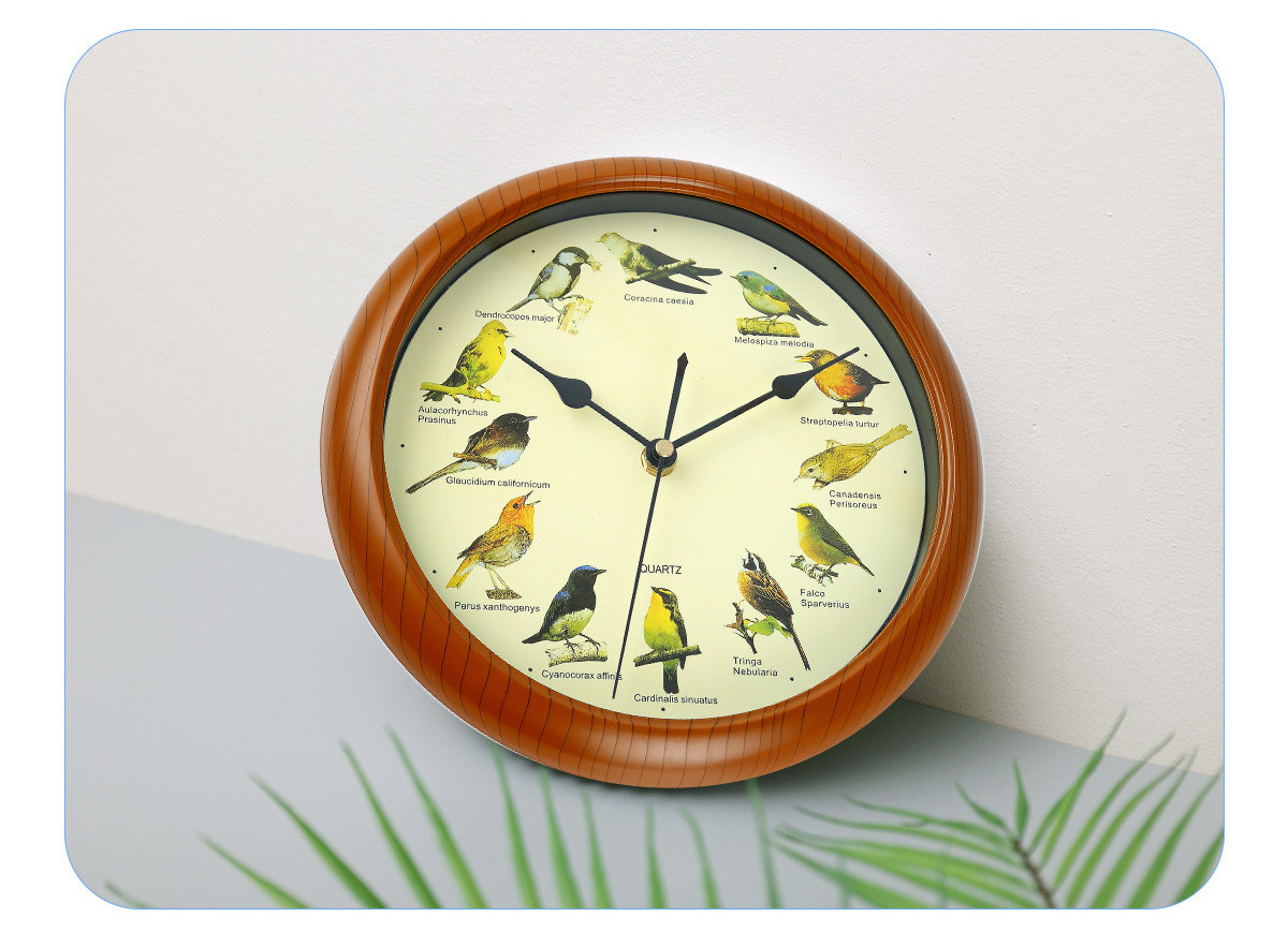 Cuckoo round wall clock punctual bird sound clock with music box wall clock