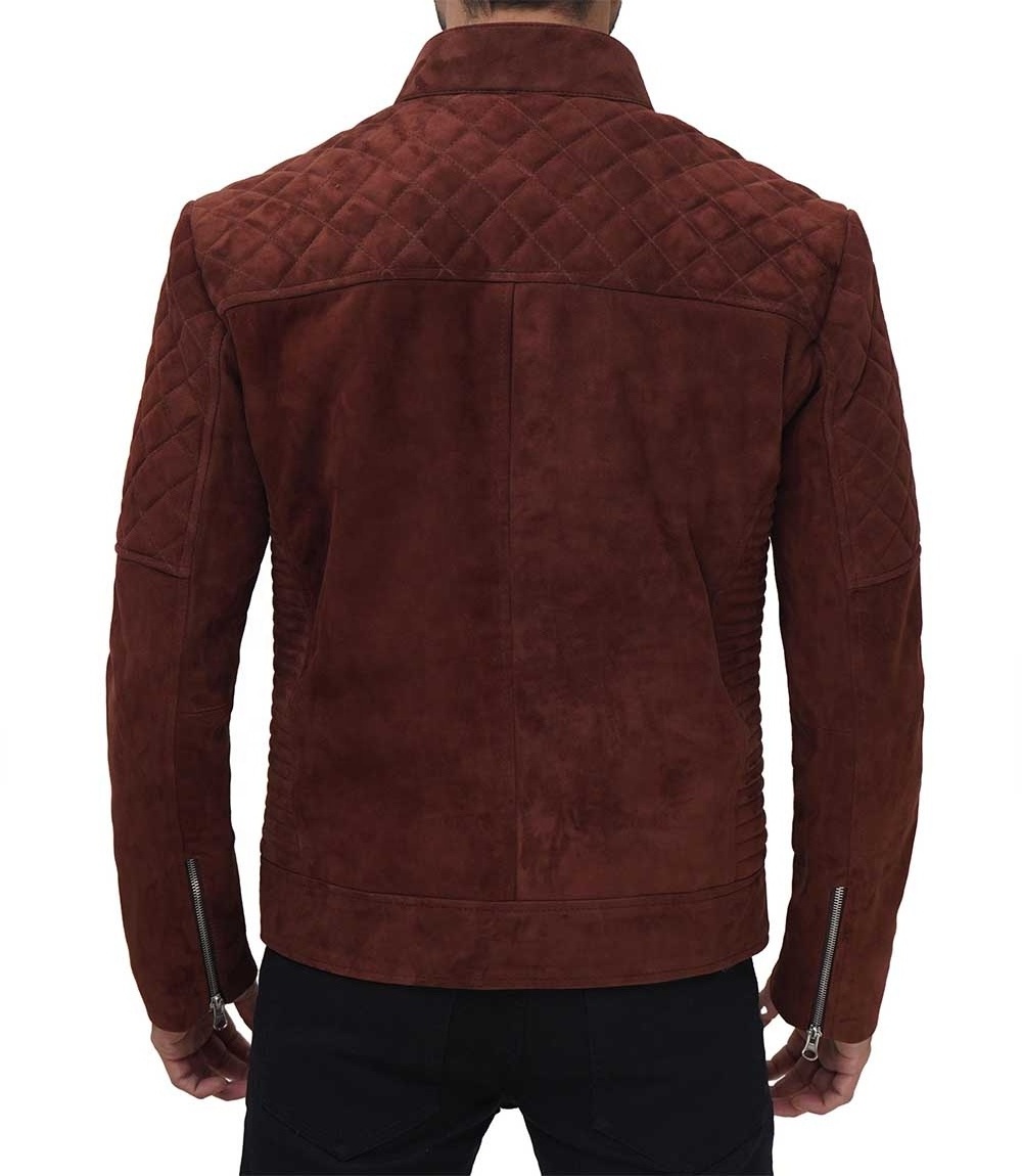 Mens Red Brown Suede Bomber Jacket High Quality Leather Suede Biker Jacket Perfect for all season Suede Leather Bomber Jacket