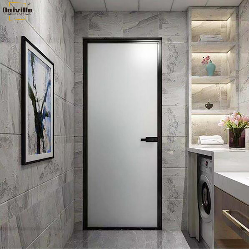 Baivilla Modern Aluminium Frame Toilet Glass Door Swing Interior Bathroom Door