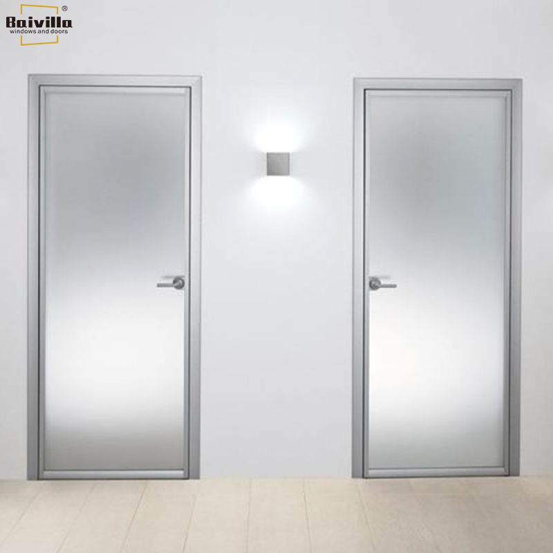 Baivilla Modern Aluminium Frame Toilet Glass Door Swing Interior Bathroom Door