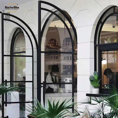 French Design Waterproof Thermal Break front interior Casement Door Double Glass Aluminum Arch Door