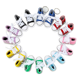 Wholesale Novelty 3D mini Canvas shoes key chain kawaii Sneaker Keychains Tennis Shoes Key chain in bulk