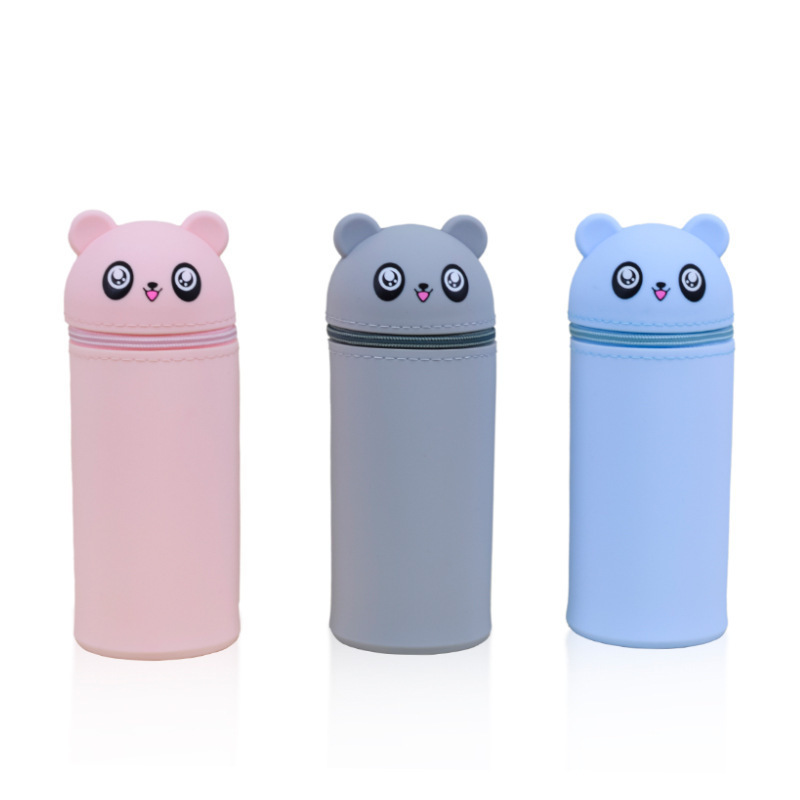 2023 hot Retractable animal shape pencil case cute silicone stand Pencil Holder School Supplies Stationery Case