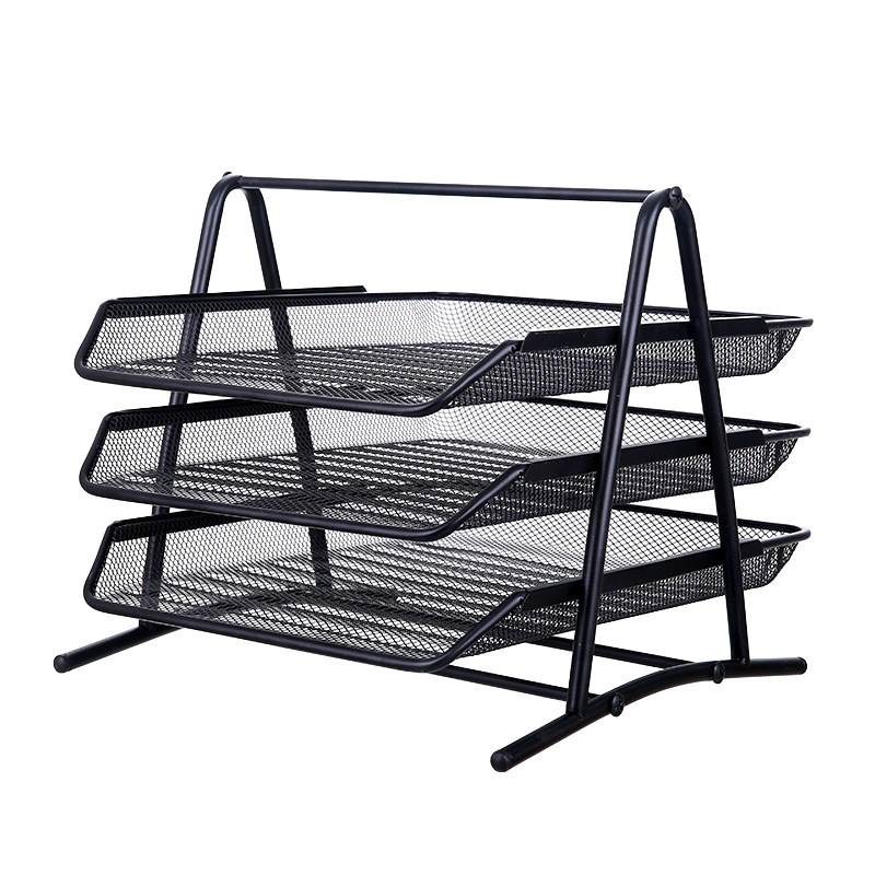 New arrivals 4 Tier Stackable Letter tray Black Metal Mesh Desk File Holder office document Organizer