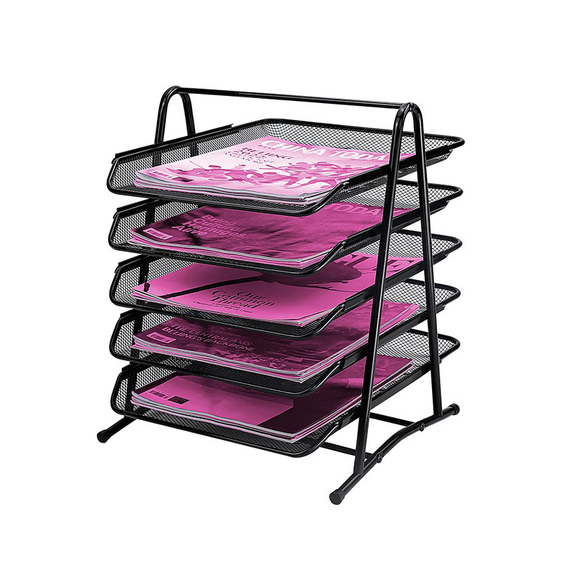 New arrivals 4 Tier Stackable Letter tray Black Metal Mesh Desk File Holder office document Organizer