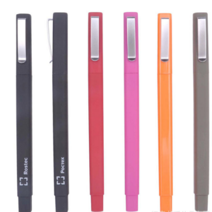 Rubberized metal  Clip Personalized Printed Ballpen square shaped hotel ballpoint ink pen