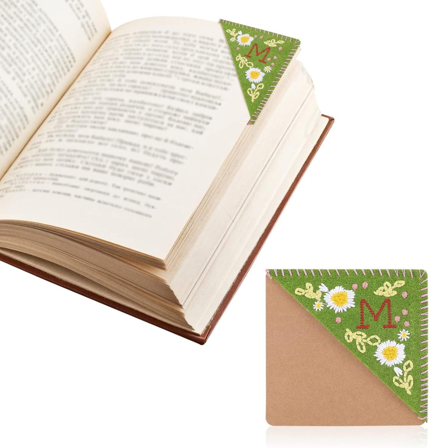 Promotional Gift Hand Embroidery Book Corner kids high quality Embroidered Flower Alphabet Bookmark