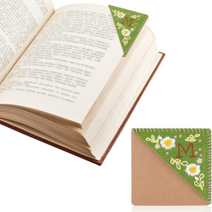 Promotional Gift Hand Embroidery Book Corner kids high quality Embroidered Flower Alphabet Bookmark