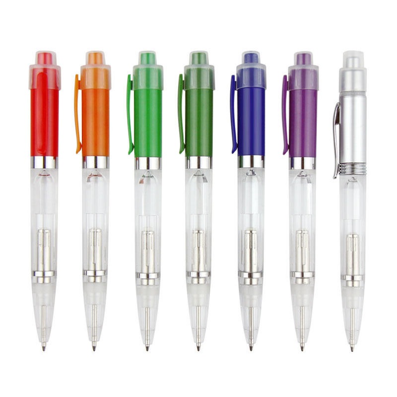 Promotional colorful Flashlight LED ball Pens custom metal advertising gift pen flashlight pen with logo